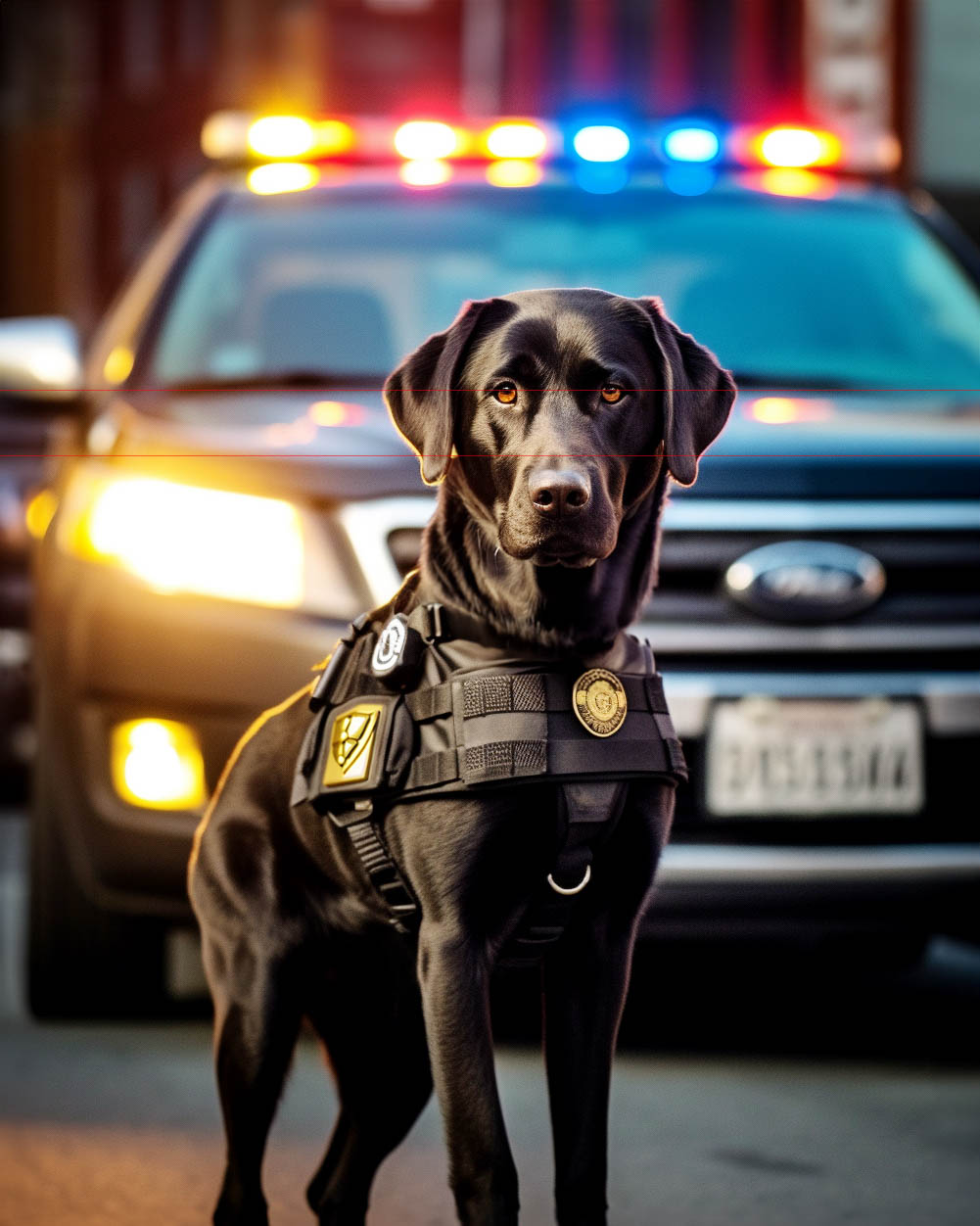 Black Labrador Retriever K9 Officer On Duty